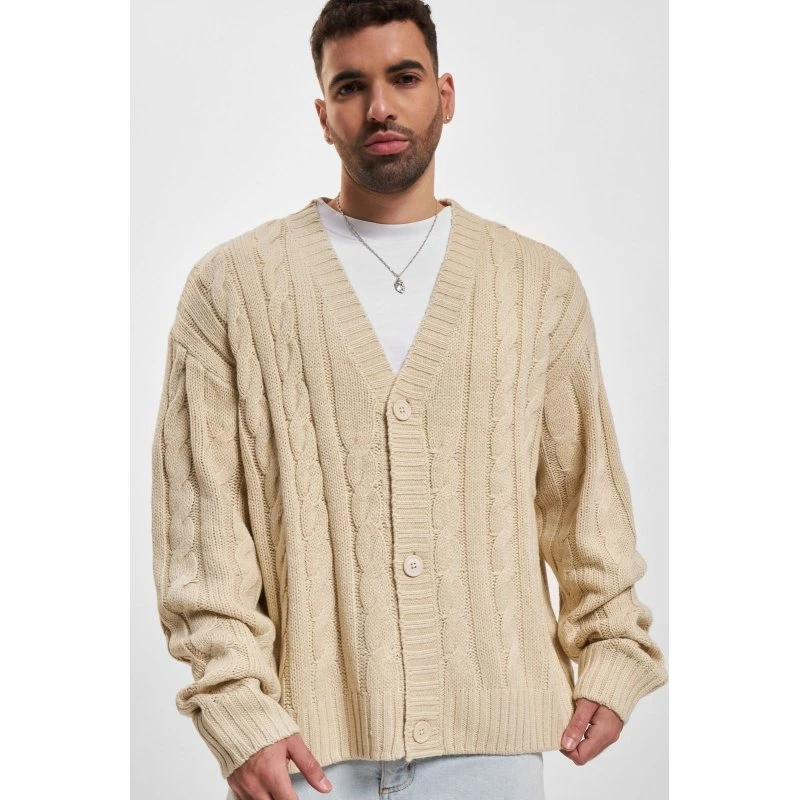 Urban Classics Felpa Oversize Uomo Beige con Motivo a Trecce
