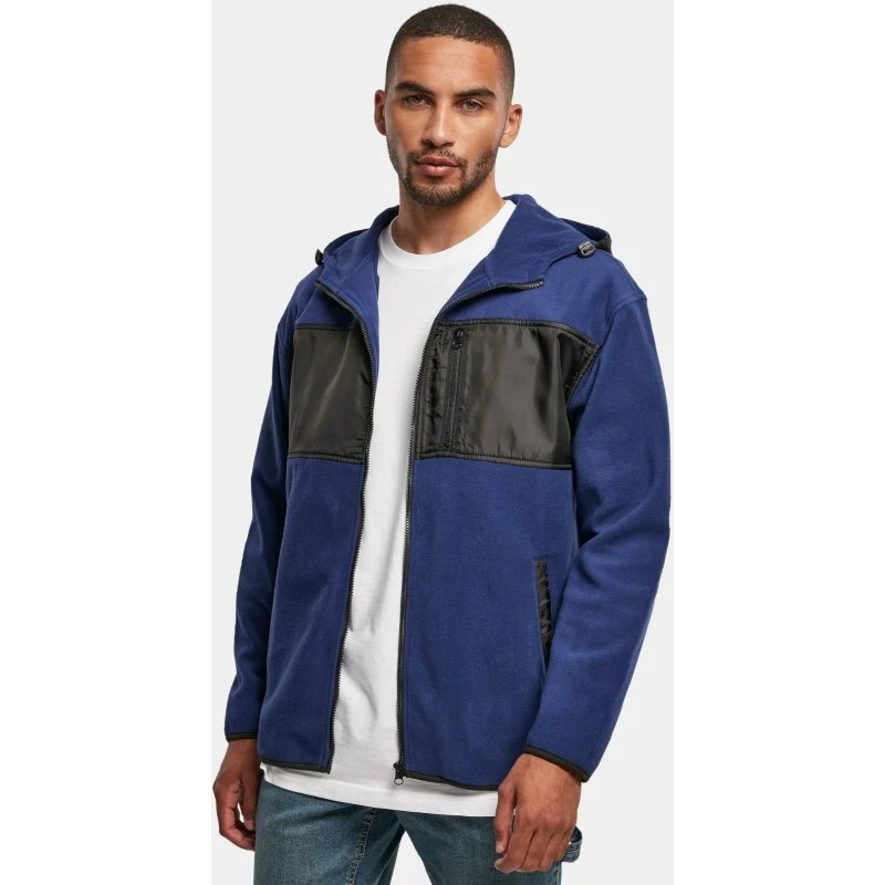 Urban Classics Giacca in Micro Pile con Cappuccio Blu