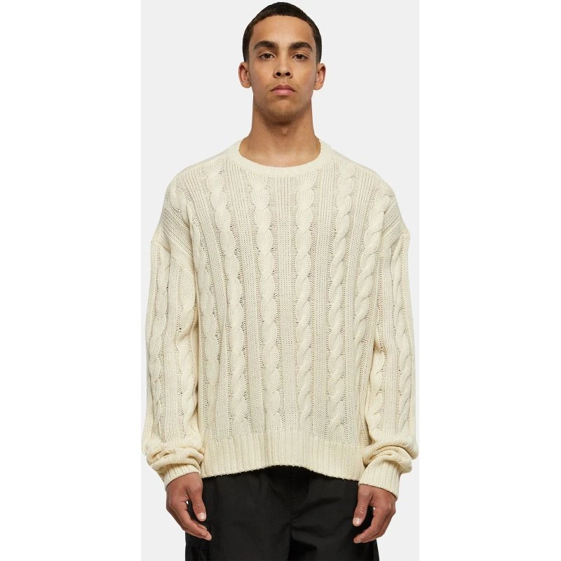 Urban Classics Felpa Oversize Uomo con Motivo a Trecce, Beige