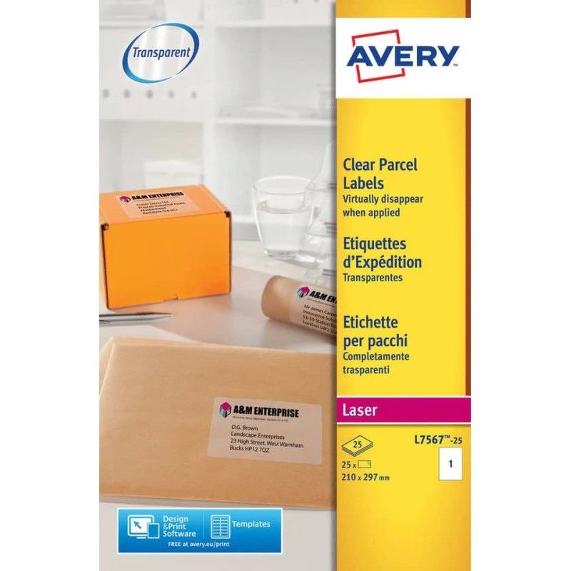 Avery QuickPEEL™ Etichette Trasparenti Poliestere Laser 210x297 mm