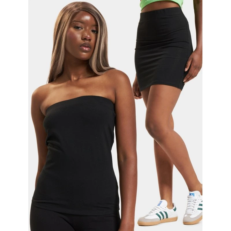 Brandit T-shirt Elasticizzata in Cotone Nero da Donna