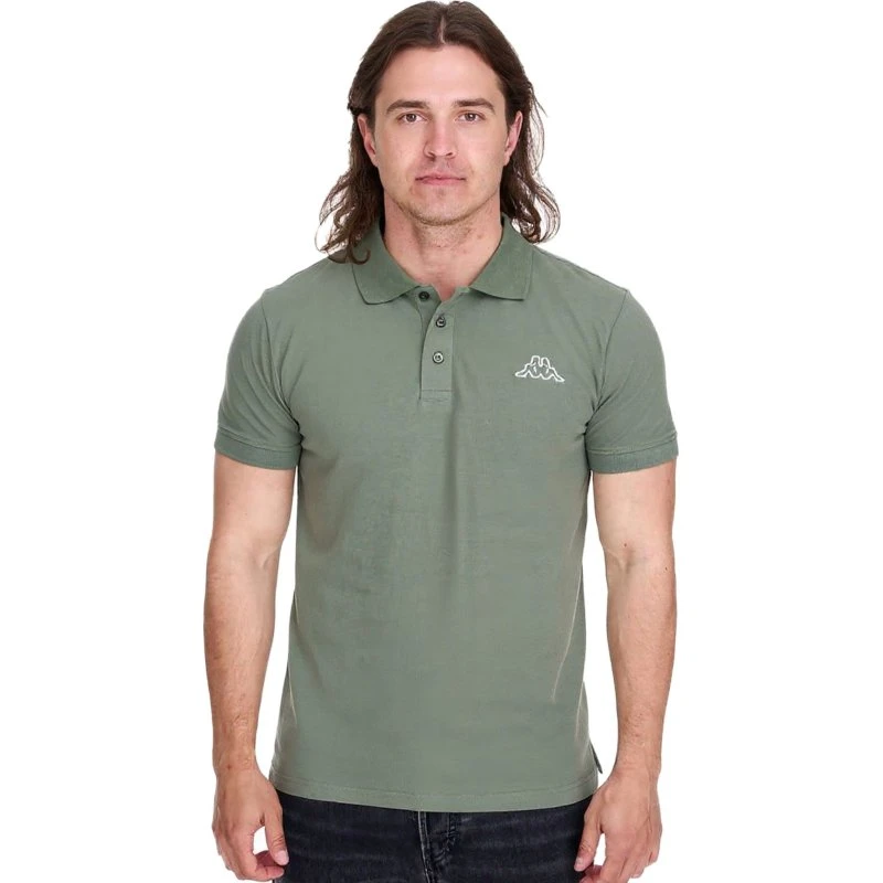 Polo Kappa in Piquet di Cotone Verde con Piccolo Ricamo