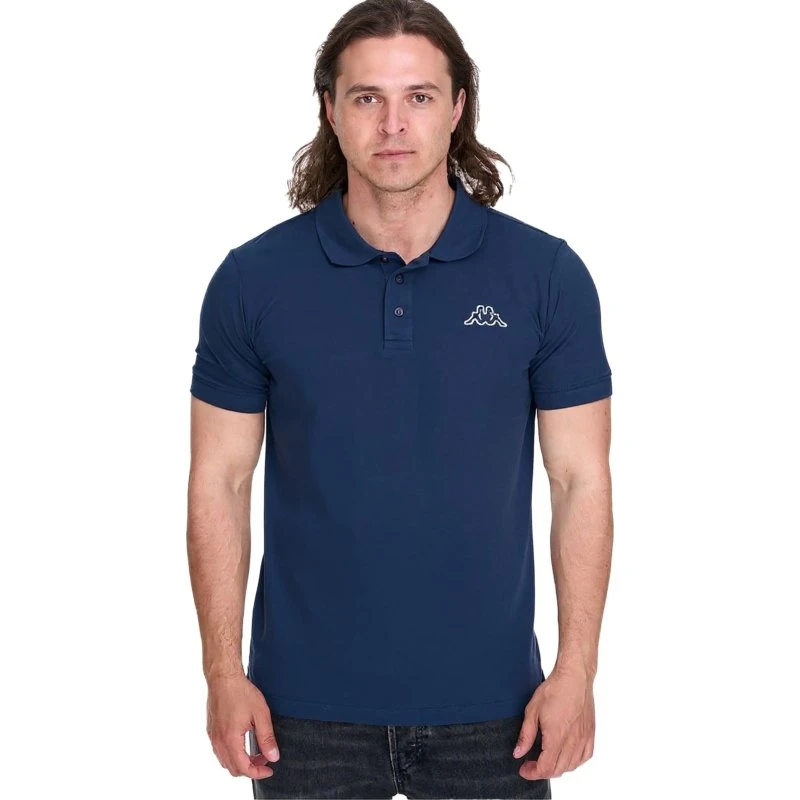 Polo Kappa in Piquet Blu Scuro con Piccolo Ricamo