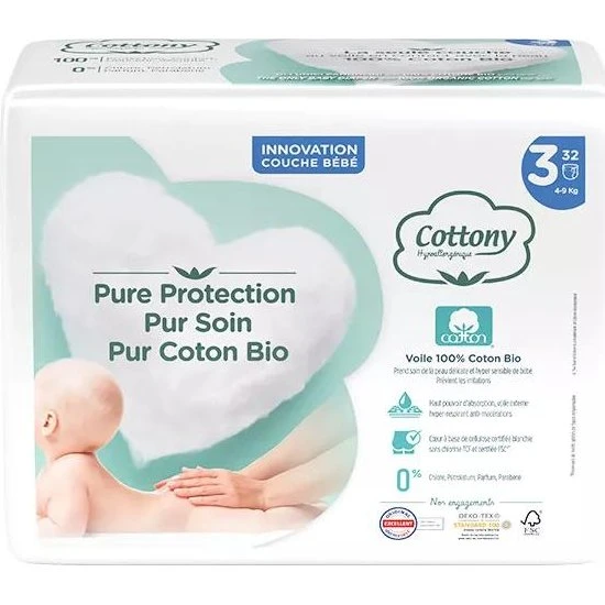 Cottony Pannolini 100% Cotone Bio T3 32pz