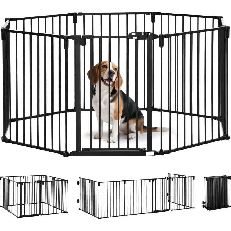 PawHut Cancelletto di Sicurezza per Cani Pieghevole, Nero