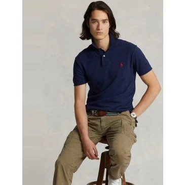 Polo Ralph Lauren Slim Fit in Piqué di Cotone Blu Navy XXL