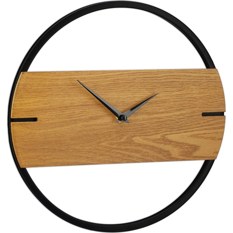 Relaxdays Orologio da Parete Effetto Legno 30cm Marrone/Nero