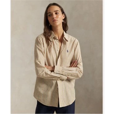 Polo Ralph Lauren Camicia in Cotone e Lino Marrone - Taglia S