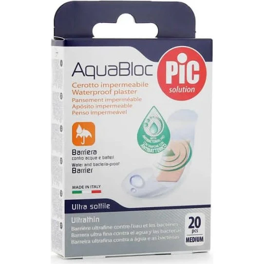 Pic Solution Pic Aquabloc Cerotti Battericidi 19x72mm 20 pezzi