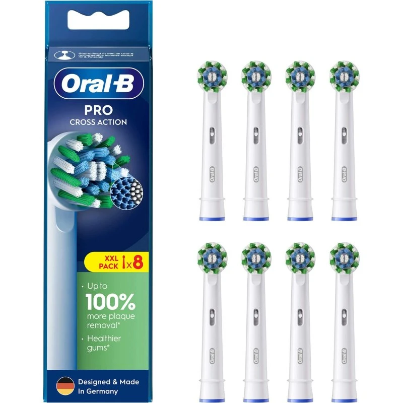 Oral-B Pro Cross Action Testine di Ricambio, 8 pezzi