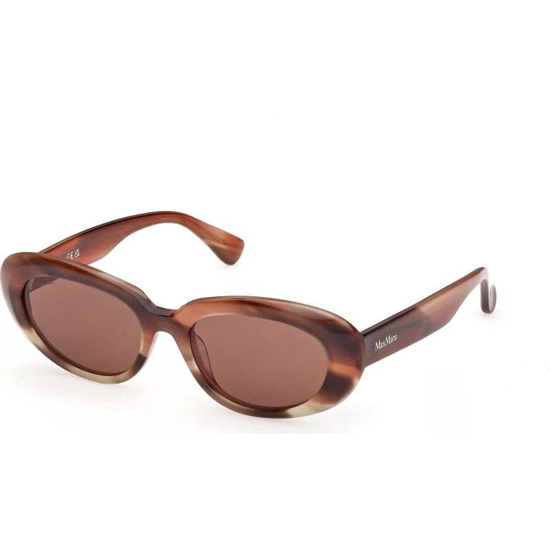 Max Mara MM0196 68E Occhiali da Sole Rotondi in Acetato Marrone