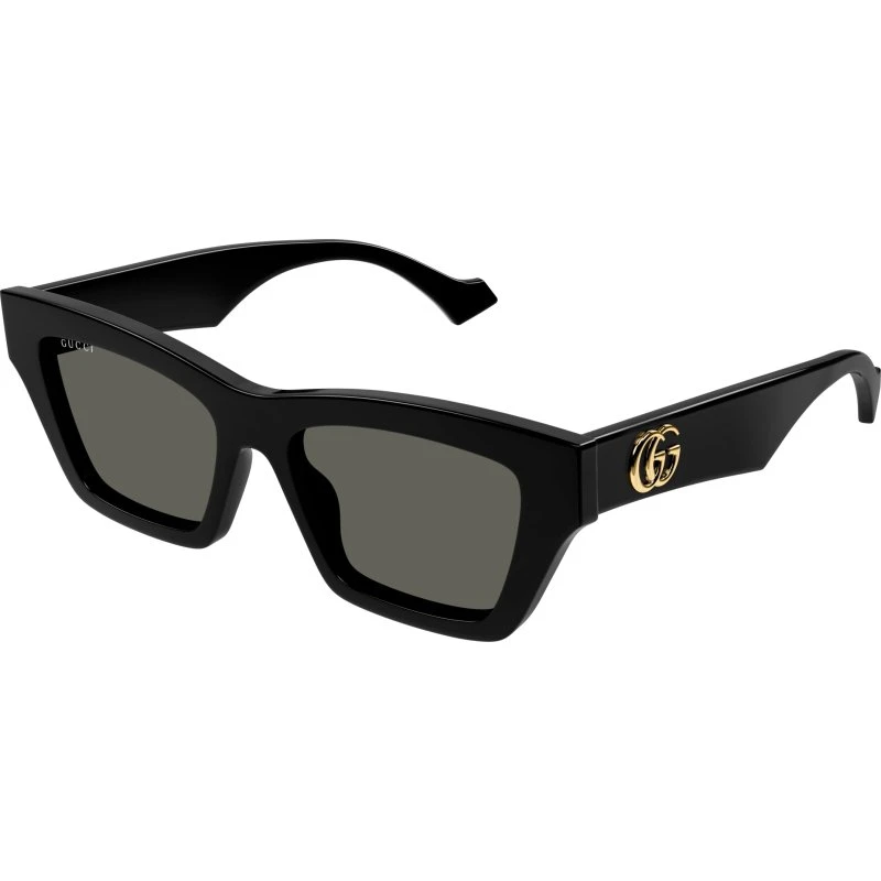Gucci GG1753S 001 Occhiali da sole Cat Eye in Acetato Nero e Grigio