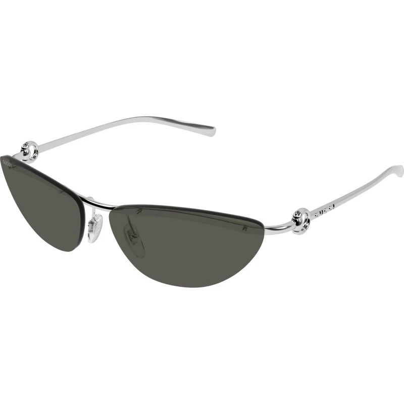 Gucci GG1701S 001 Occhiali da Sole Cat Eye Argento e Grigio