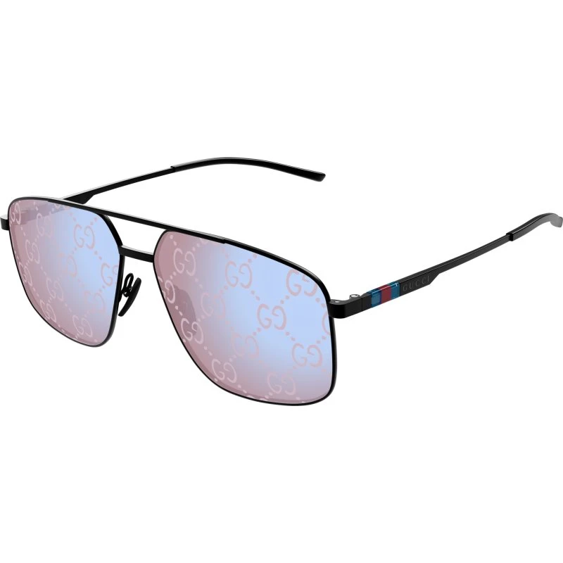 Gucci GG1676S 005 Occhiali da Sole Pilot Uomo Nero e Viola