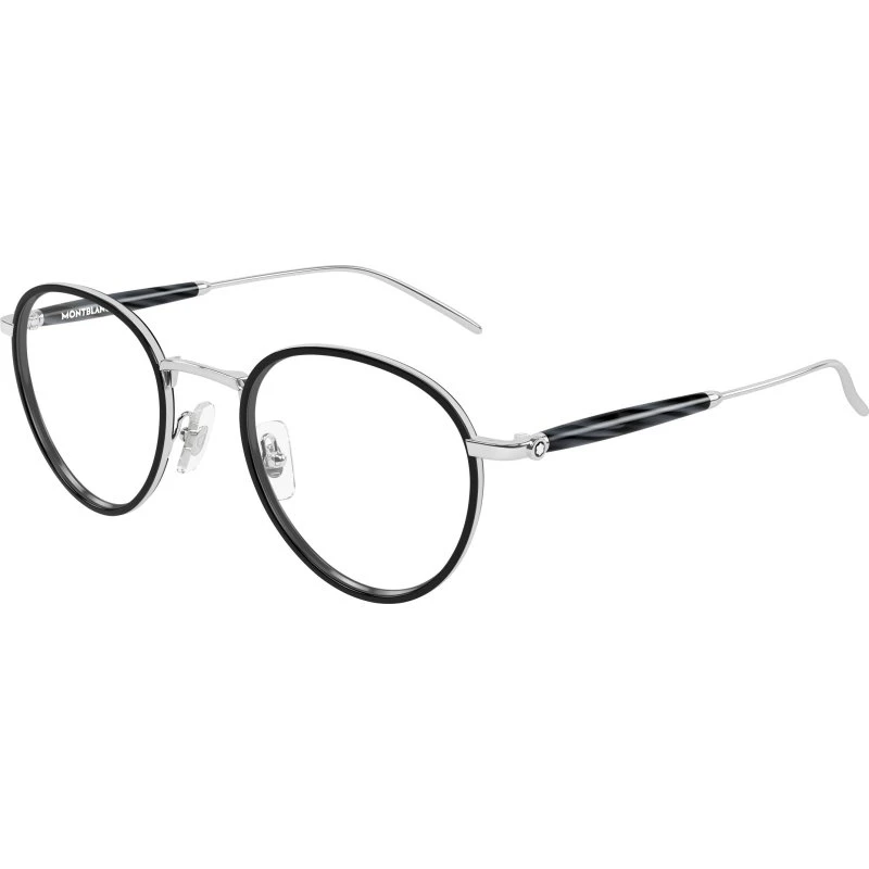 Montblanc MB0442O 003 Montatura da Vista Rotonda in Metallo Argento