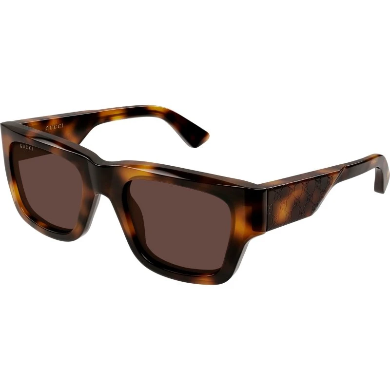 Gucci GG1668S 008 Occhiali da Sole Squadrati Havana