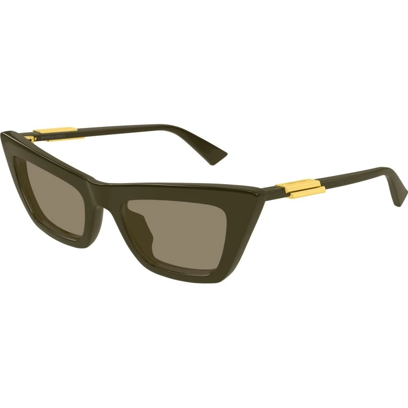 Bottega Veneta BV1446S 005 Occhiali da Sole Cat Eye Verde Marrone