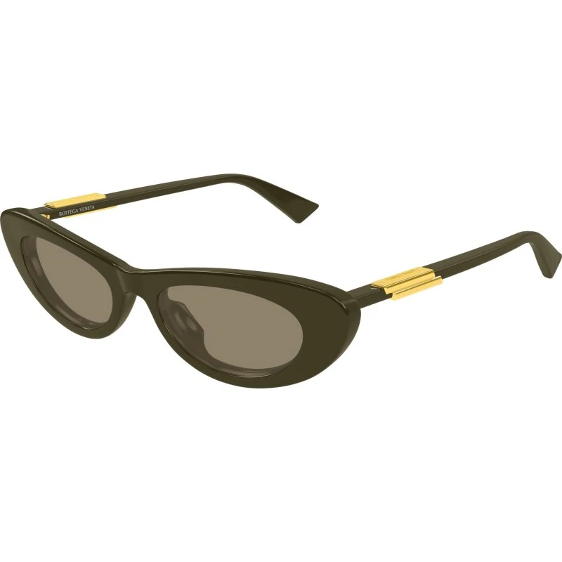 Bottega Veneta BV1447S 005 Occhiali da Sole Cat Eye Verde e Marrone