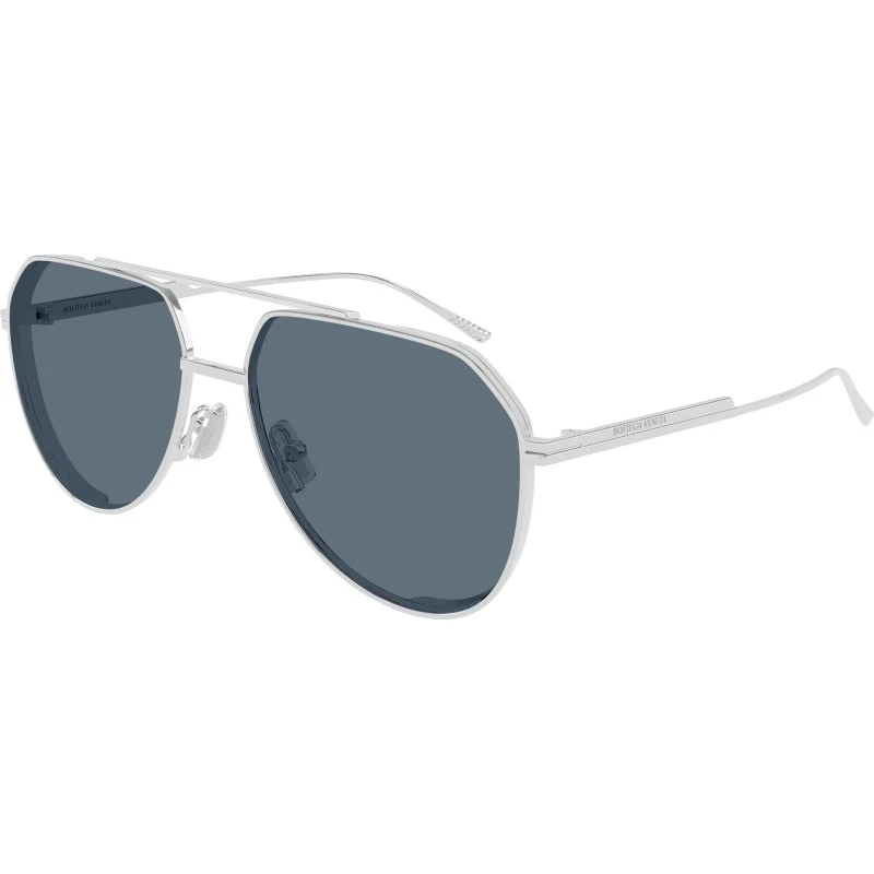Bottega Veneta BV1465S 003 Occhiali da Sole Pilot Argento e Blu