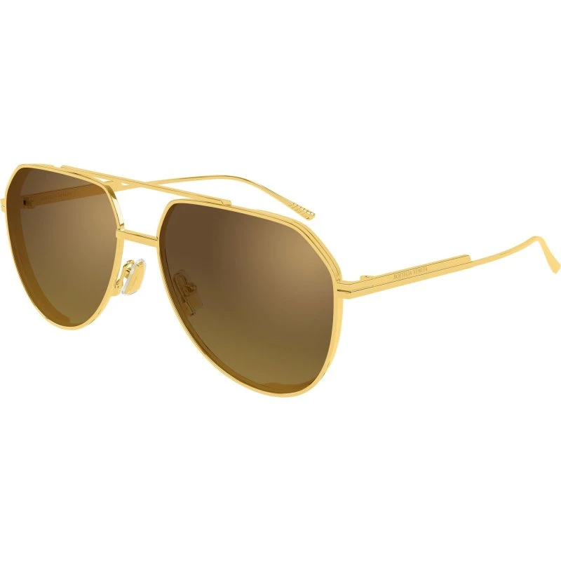 Bottega Veneta BV1465S 004 Occhiali da Sole Pilot Oro e Marrone