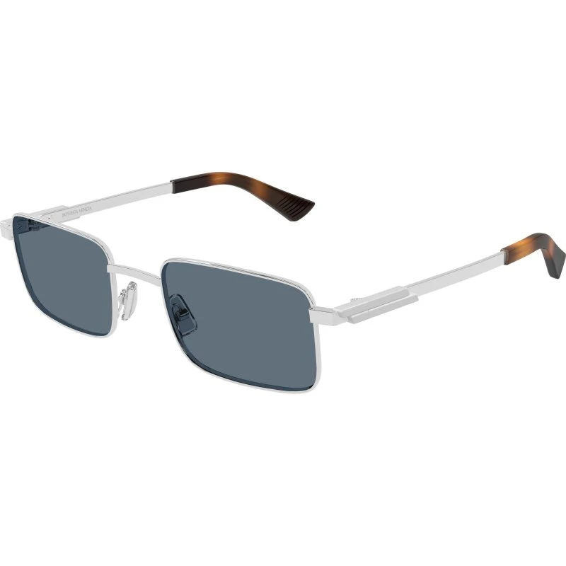 Bottega Veneta BV1469S 002 Occhiali da Sole Squadrati Argento e Blu