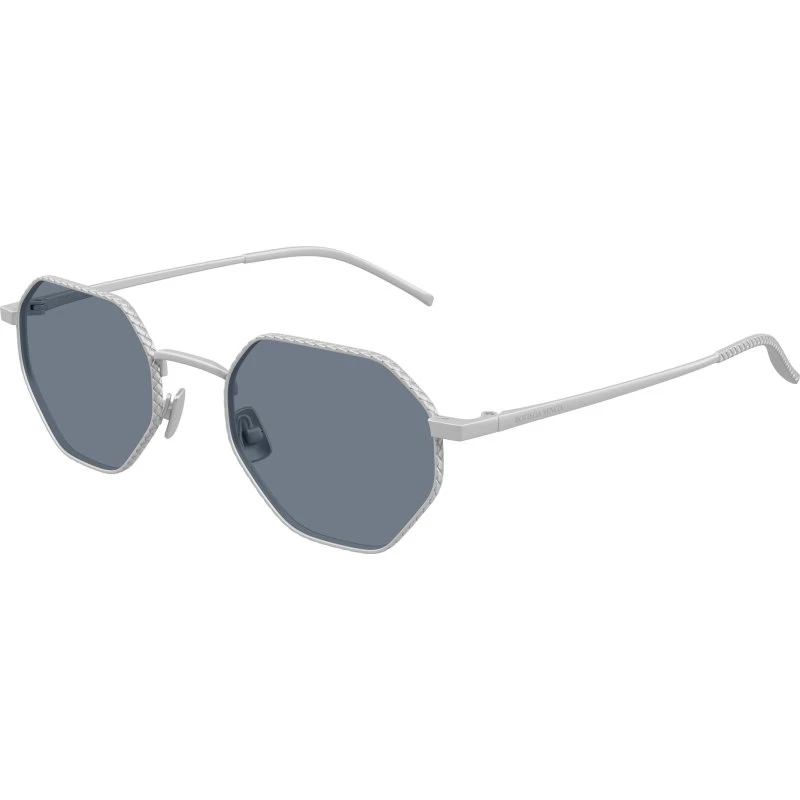 Bottega Veneta BV1471S 004 Occhiali da Sole in Titanio Argento e Blu