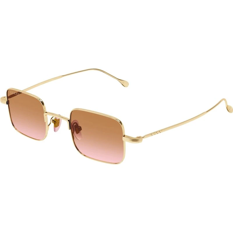 Gucci GG1813S 011 Occhiali da Sole Squadrati in Metallo Oro e Arancione