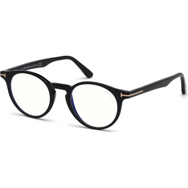 Tom Ford FT5557-B 001 Montature da Vista Rotonde Nero
