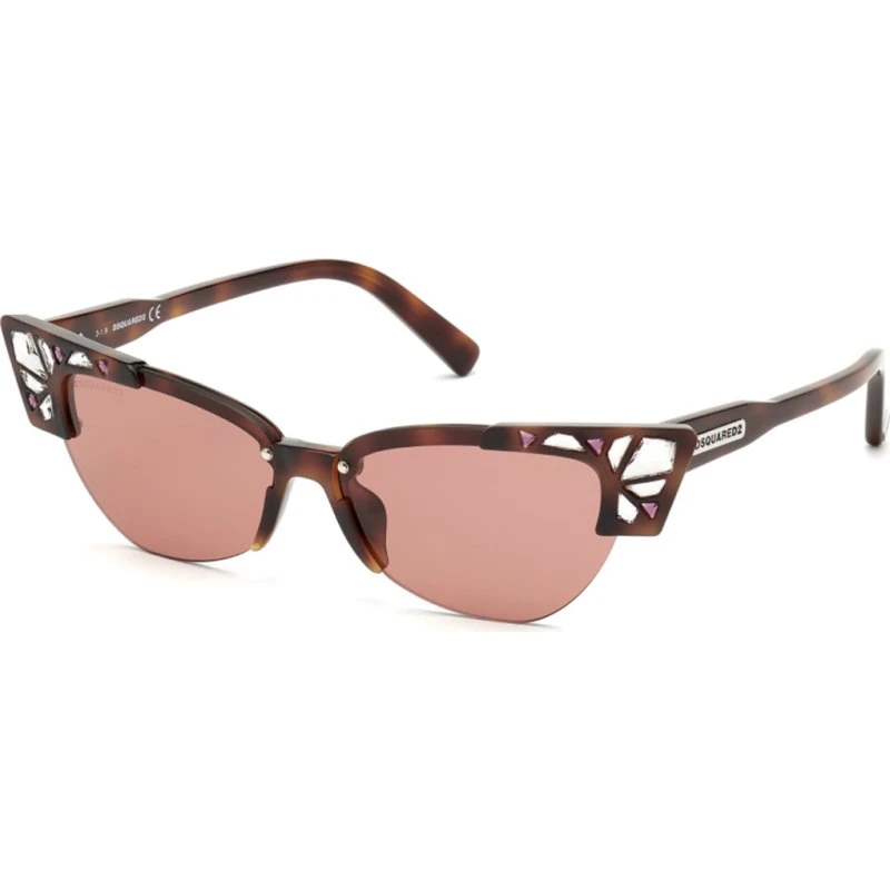 Dsquared2 Occhiali da Sole DQ0341 BELLA Cat Eye Havana e Lenti Rosse