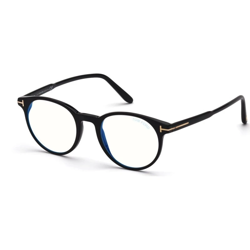 Tom Ford FT5695-B 001 Montature da Vista Rotonde in Acetato Nero