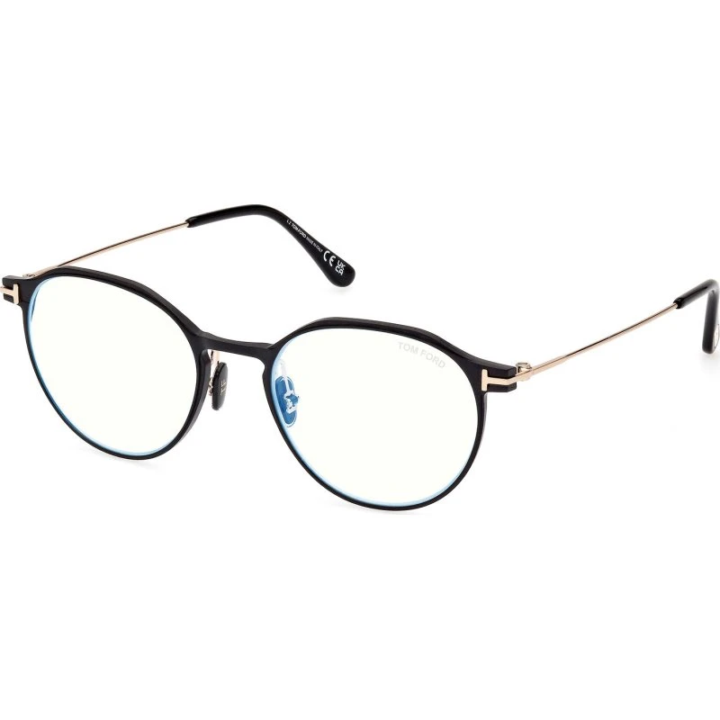 Tom Ford FT5866-B 002 Occhiali da Vista Uomo Nero Opaco e Oro Rosé
