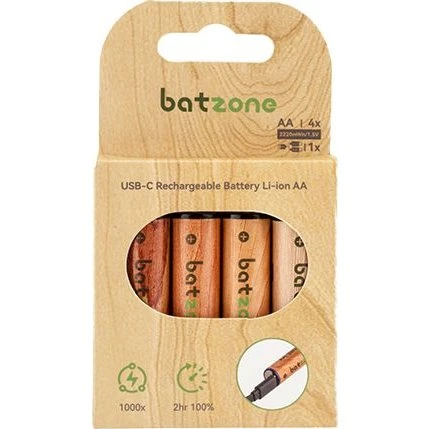 BATZONE P2-Li2A-2220C-4 Batterie AA Ricaricabili Li-Ion USB-C