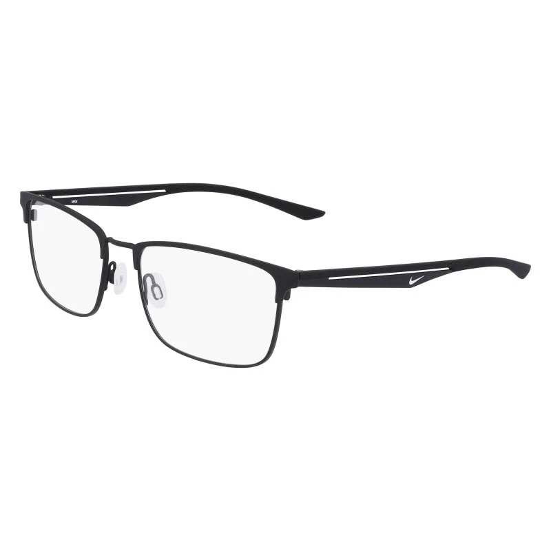 Nike 4314 001 Montature da Vista Squadrate in Metallo Satinato Nero