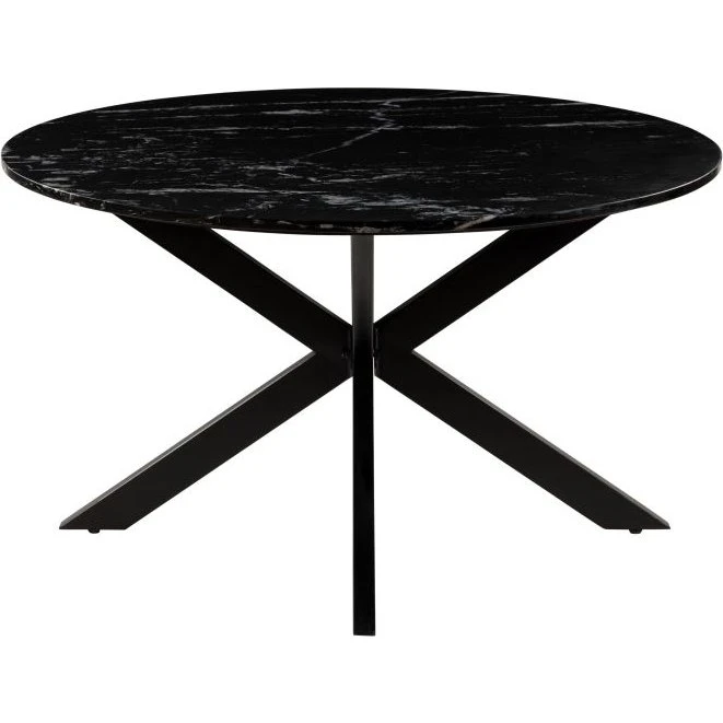 Barcelona #417 Tavolino in Marmo Nero 137x137 Gambe Ferro Incrociate