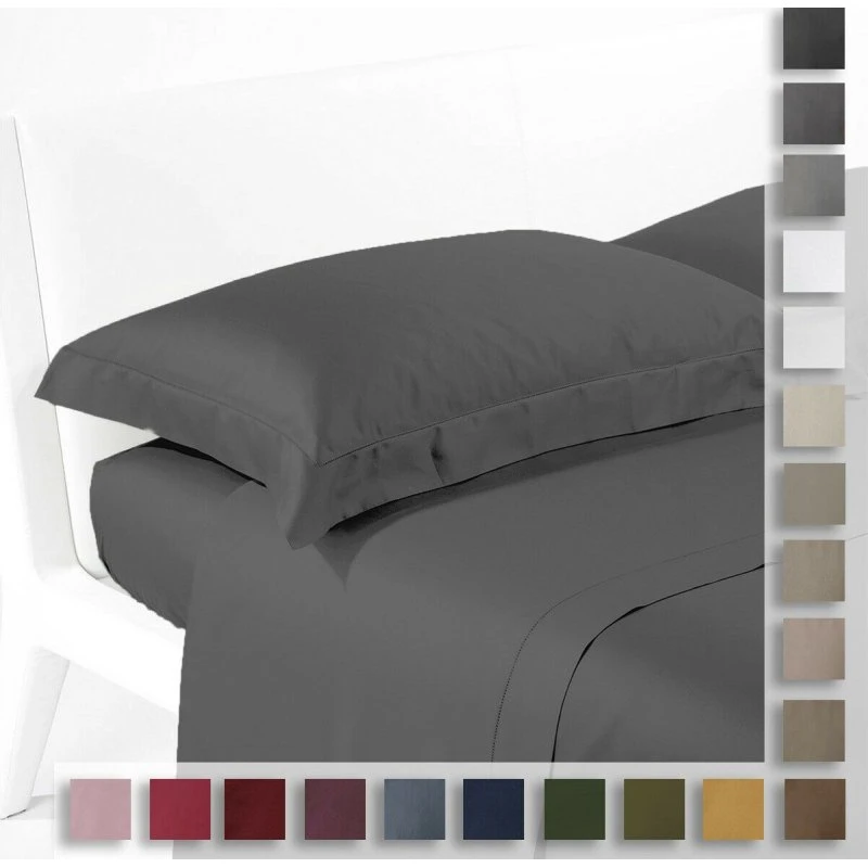 Caleffi Completo Lenzuola Raso Matrimoniale Tinta Unità Moka