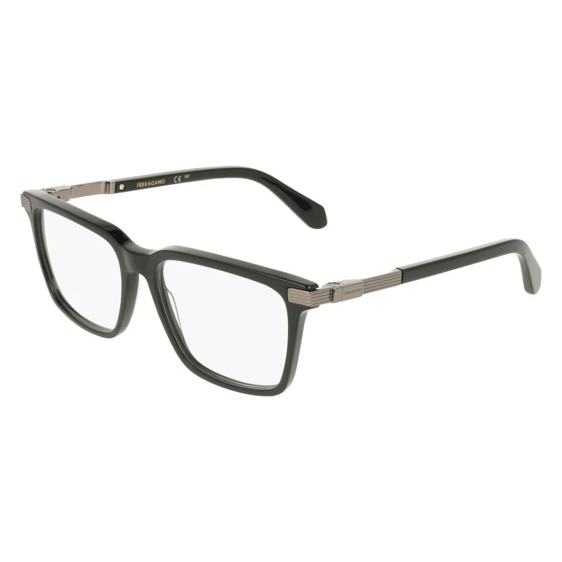 Ferragamo SF3065 001 Montatura Occhiali da Vista Quadrata in Acetato Nero