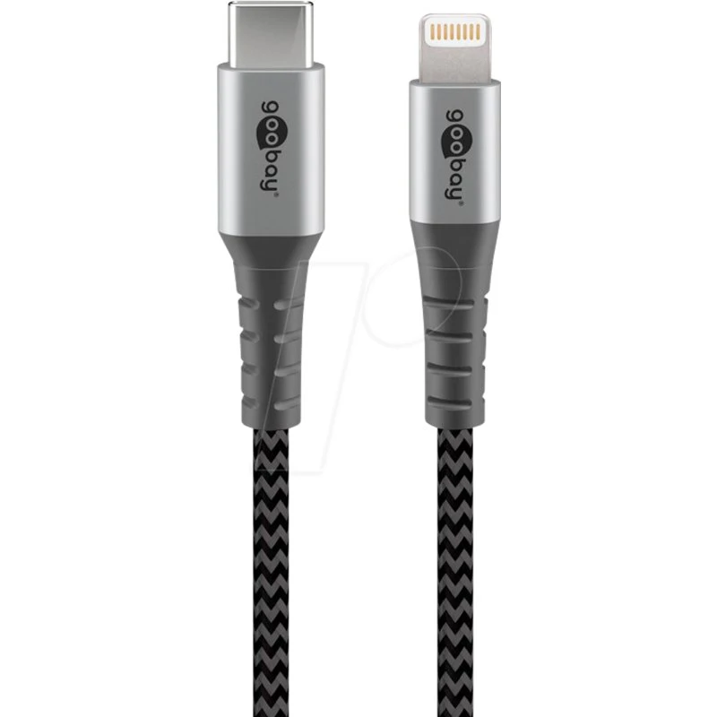 Goobay Cavo Lightning USB-C 2m Metallico Nero