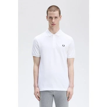 Polo Fred Perry in Piqué di Cotone Slim Fit Bianca