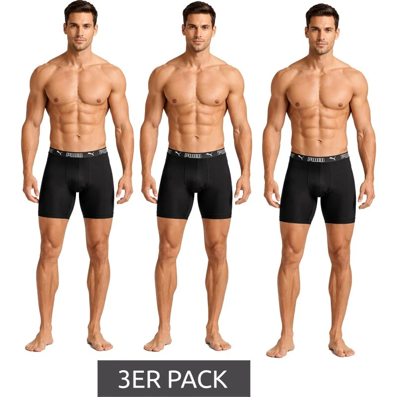 PUMA Confezione da 3 Boxer Lunghi da Uomo Neri