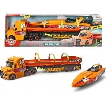 Dickie Toys Sea Race Camion 40 cm con Motoscafo