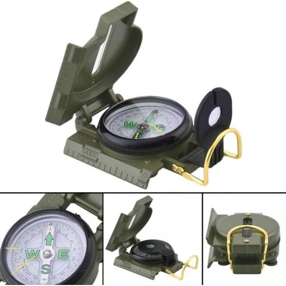 Bussola in Metallo con Lente Puntatore per Escursioni e Viaggi