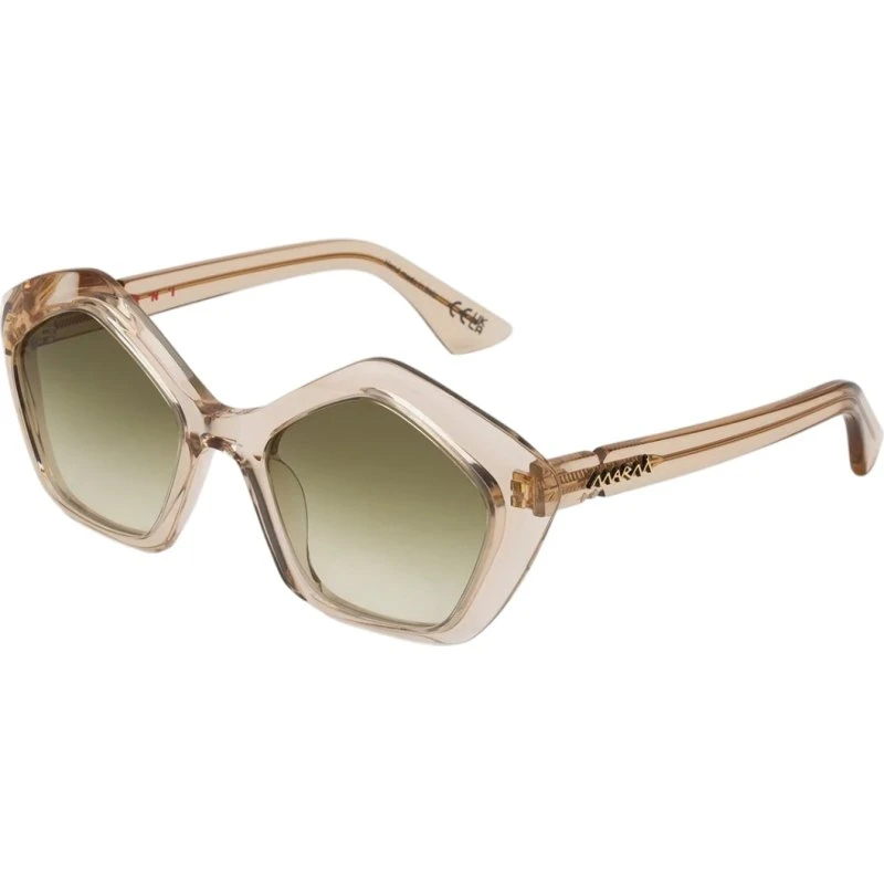 Marni 2TR Eluvi Occhiali da Sole Geometrici in Acetato Beige e Verde