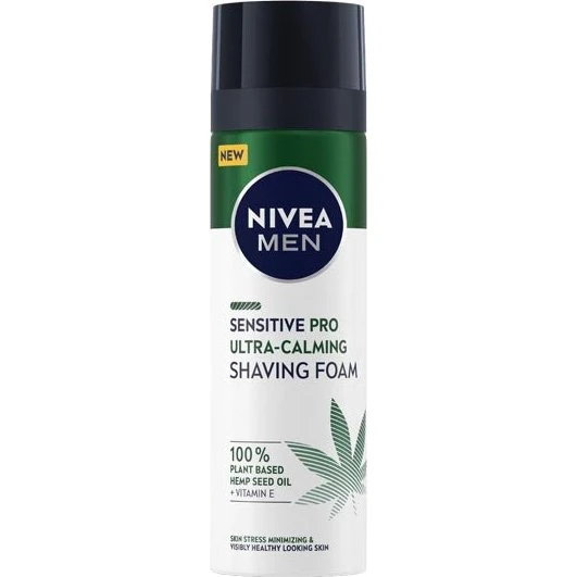 NIVEA MEN Sensitive Pro Schiuma Barba 200ml – Olio di Canapa & Vitamina E