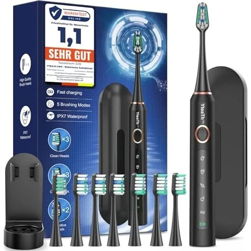 Spazzolino Elettrico Sonico 8 Testine Nero