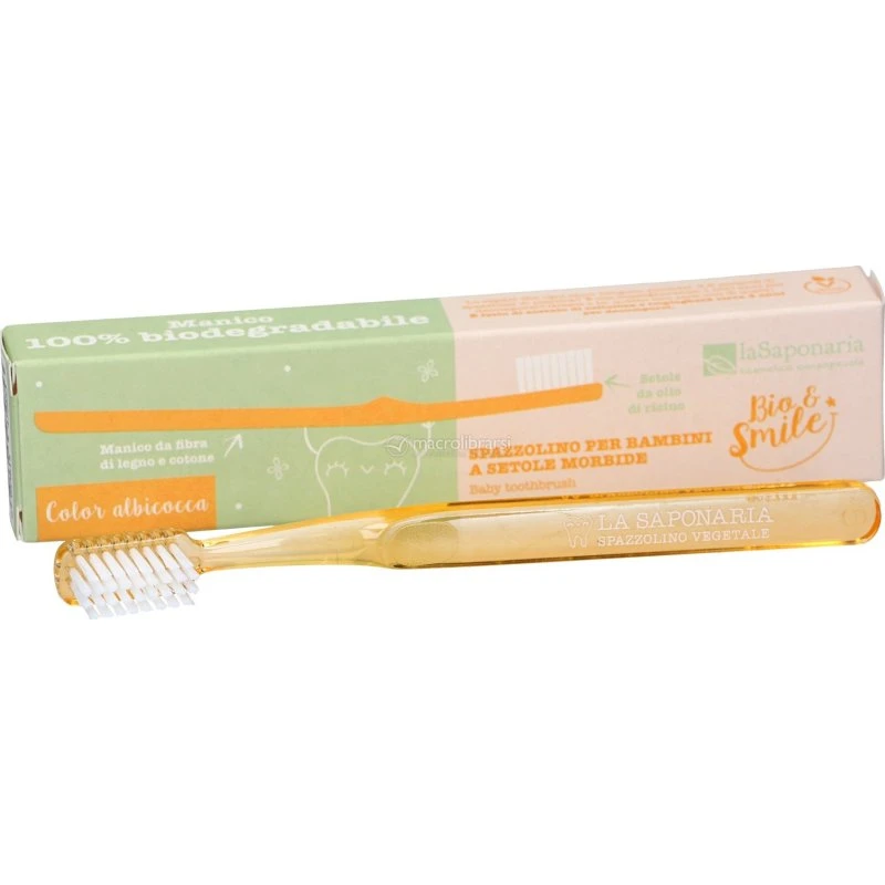 La Saponaria Spazzolino Bimbi Fibra Vegetale Albicocca
