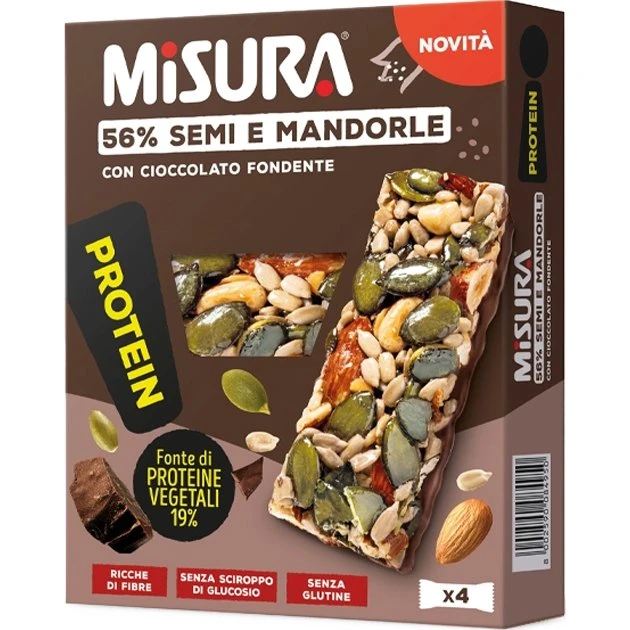Misura Barretta Proteica Semi Mandorle e Cioccolato Senza Glutine