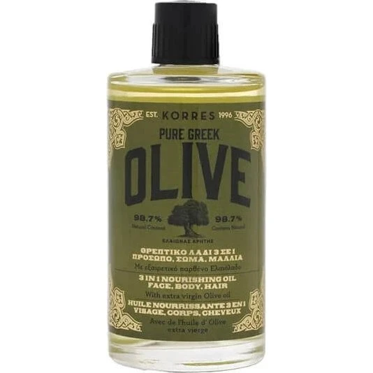 Korres Olio Idratante 3 in 1 Olivo per Viso, Corpo e Capelli, 100 ml