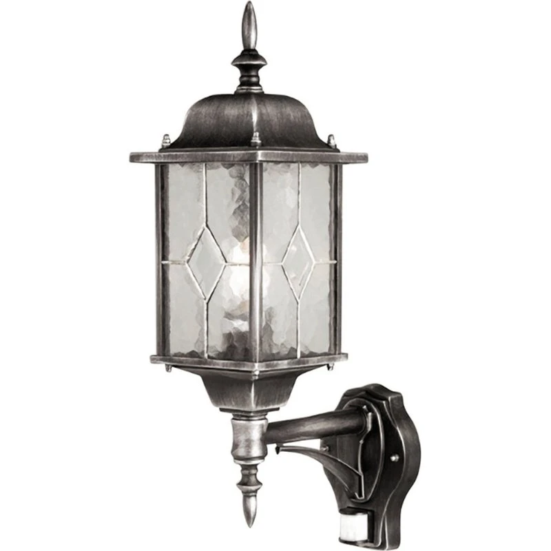 Elstead Applique da esterno Wexford con sensore, Nero/Argento