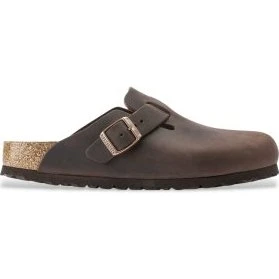 Birkenstock Boston - Zoccoli in pelle nabuk oliata marrone