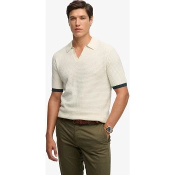 Polo Superdry Johnny Beige in Maglia di Cotone